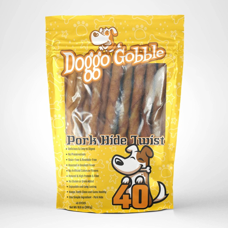 Doggo Gobble Porkhide 5-inch Twist Sticks - 40 Pack