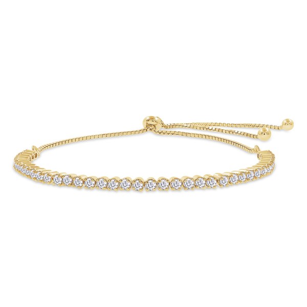 14k Yellow Gold Over Sterling Silver Round Sparkling Cubic Zirconia