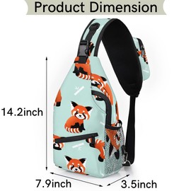 Cute Red Panda Sling Bag Crossbody Sling Backpack Water Resistant Shoulder Bag Outdoor Travel Hiking Chest Bag Daypack for Women Men Unisex