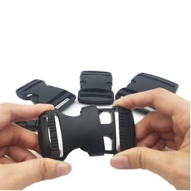 Generic 25mm Military-Grade Quick-Release Black Plastic Buckles - No-Sew Heavy Duty Adjustable Clips for Bag Straps, Cord Fasteners & Webbing - Perfect for Backpacks - 2 Pack (Strap Width - 25mm)