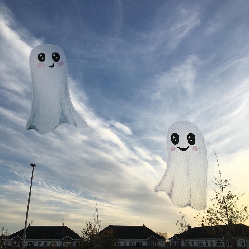 Stickerscape Halloween Window Stickers (Cute White Ghosts - 1 Sheet)
