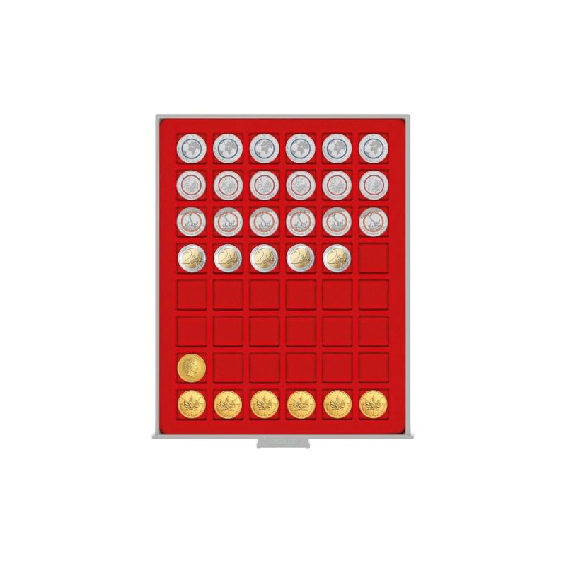 Lindner 2149 Coin Box-Gray / red insert