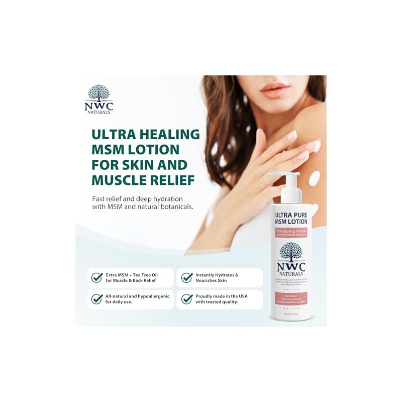 NWC Naturals Ultra Pure Extra-Healing MSM Lotion, 8 Fluid Ounce