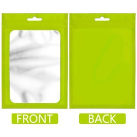 100 Pieces Resealable Mylar Bags with Zipper and Clear Window Smell Proof Packaging Bags Foil Pouch Zipper Bag for Food Self Sealing Storage Supplies (Green, 3.14x5.11 inches)