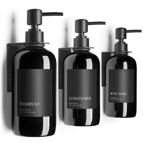 Stylish Shampoo and Conditioner Dispenser Set of 3 for Wall
