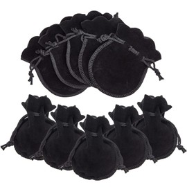 Drawstring Bag, Velour Style, 10 Pieces, Jewelry Pouch, Storage for Accessories, Multi-functional, Gift Bag, Storage Bag for Small Items, Wrapping, Gift Storage Bag (Black)