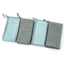 Barista Towel 4 Pack (12"x12"), Microfiber Cleaning Towels for Espresso Machine, Countertops Essential Coffee Bar Accessories, Waffle Weave Microfiber Cleaning Cloth for Pub