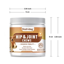 Nutridog Hip and Joint Supplement for Dogs with Glucosamine, Chondroitin & MSM - Duck Flavor Joint Care Chews, 120 Count - Advanced Mobility Support - Senior Dog Approved (Duck)