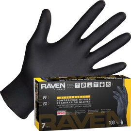 SAS Safety 66519 Raven Powder-Free Nitrile Disposable Glove, X-Large, 7 mil Thick (Pack of 100)