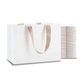 White Gift Bags Small Size, YACEYACE 40Pcs 5.25"x3.75"x8" White Paper Gift Bags with Ribbon Handles Bulk,Party Bags,Retail Bags