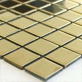 Glass Mosaic Tiles Gold Plain Bathroom Wall Living Room Kitchen Bathroom Effect Alvor