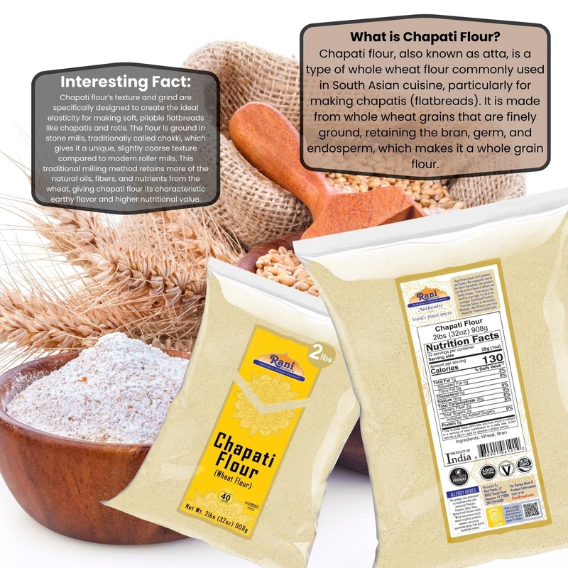 Rani Chapati Flour (100% Pure Whole Wheat Chakki Atta), For