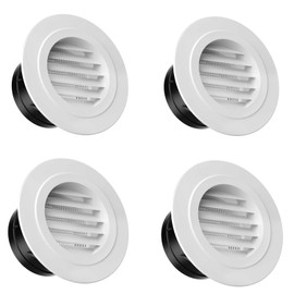 Hon&Guan Soffit Vents, 4 Inch Vent Cover Round Soffit Vents Exterior with Built-in a Fly Screen for Bathroom Office Home Ventilation (4PCS)