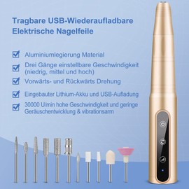 Electric Nail Drill, Electric Nail File Manicure Set, 11-in-1 30000 rpm USB Nail Clipper Set, Electric Pedicure Set, Polishing Tools, Nail Clipper Set for Acrylic/Gel Nails & Callus Removal