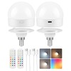 GOEBLESON Rechargeable Light Bulbs with Remote Control, 2 Pack E12