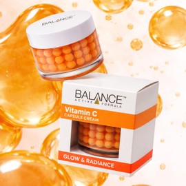 Balance Active Formula Vitamin C Capsule Cream (100ml) - Brightening Face Moisturiser, Hydrating Gel Cream for Glow & Radiance, Even Skin Tone - Lightweight Daily Moisturiser for Dull & Dry Skin