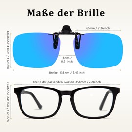 Epavouos Clip-On Polarised Sunglasses, UV400 Protection, Ideal for All Outdoor Activities (Blue, 60 mm x 43 mm)