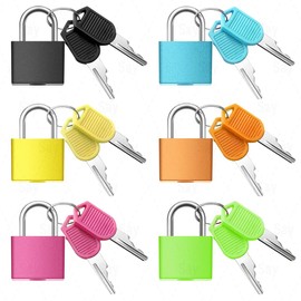 YGCQFH Pack of 6 Small Luggage Locks, Mini Padlock with Key, 6 Colours Suitcase Lock Small with Key for Suitcases, Cupboards, Lockers, Diary (Colourful)