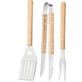 SylviaQian BBQ Grill Tools Set Stainless Steel, BBQ Grilling Accessories with Wood Handles, Barbecue Grill Utensils for Outdoor, Ideal BBQ Tools Gift for Grilling Lover. (3B)