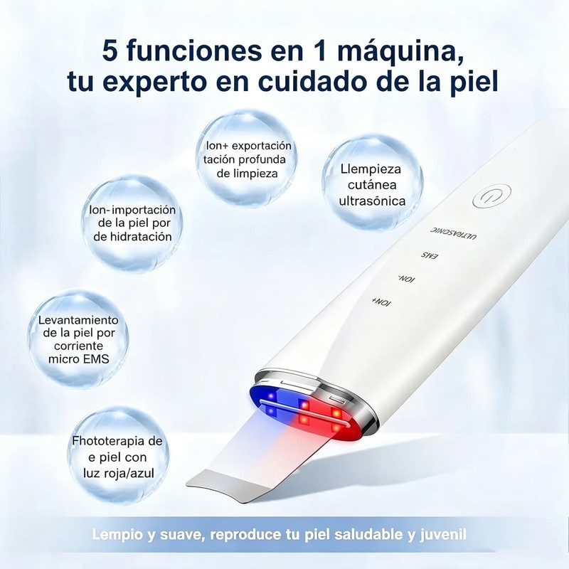 Peeling Ultrasónico Facial LOTOVERDE con 4 Modos y Limpieza Profunda
