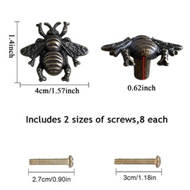 BAOTXHBR 8 pcs Bee Shape Cabinet Knob,Golden Cupboard Handles for Dresser Drawer Wardrobe Bathroom Furniture Door Decorative Pulls,with Screw (Bronze)
