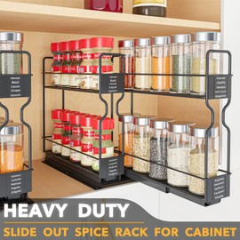 SpaceAid Pull Out Spice Rack Organizer for Cabinet, 2 Drawers 2-Tier, 3 Drawers 2-Tier