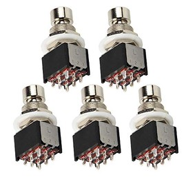 ESUPPORT 5Pcs Mini 3PDT 9Pin Latching Foot Switch Guitar Effects Pedal Metal Stomp Box True Push Button 13mm X 17mm