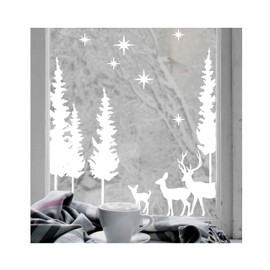 Dizzy Duck Christmas Window Decal | Nordic Scandi Stag Winter Forest | Reusable