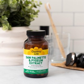 Country Life Saw Palmetto & Pygeum Extract - Prostate Health Supplement for Men's Health - Promotes Healthy Urinary Tract Function, 90 Capsules