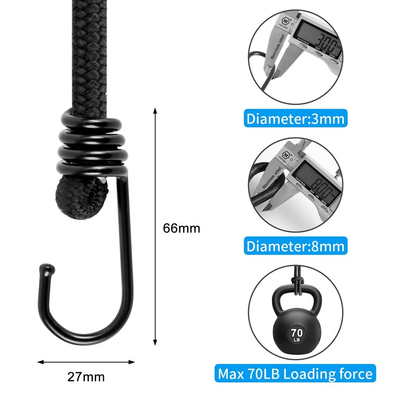 Bungee Cords With Hooks 12 Inch, 10 PCS Heavy Duty