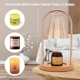 DONGULI Candle Warmer Lamp with 2 Bulbs,Electric Candle Warmer with Timer,Dimmable Candle Light Melter, Compatible with Small and Large Candles, Aromatic Candle Holders for Bedroom Home Decor