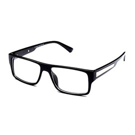 Newbee Fashion - Casual Simple Squared Durable Frames Design Clear Eye Glasses Geek (Black with Hard Case, 54)