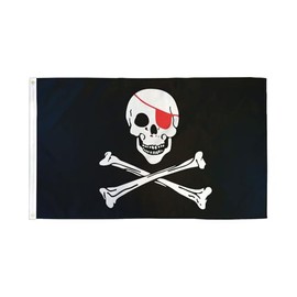 Pirate Red Eye Patch Flag 3x5ft Poly - Mighty-Locked Stitching - Perfect for Indoor or Outdoor Flying!
