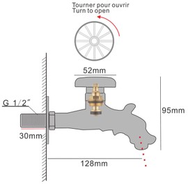 Antique Renaissance Style Garden Tap 1/2" Brass Tap for Fountain Dragon Head