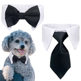 Casidoxi Dog Bow Tie Cat Tuxedo Collar, Bowtie Dog Collars, Dog Birthday Easter Valentines Tux Wedding Collar for Dog Cat…