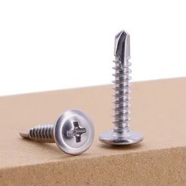 #10 x 1-1/4" Wafer Head Self Drilling Screws, 410 Stainless Steel, Mushroom Head Phillips Drive Self Tapping Screws, 50 PCS