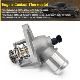 Engine Coolant Thermostat Fit for Hyundai Palisade 2020-2022 Kia Cadenza Sedona Sorento TeLLuride Replace 25500-3L300 255003L300