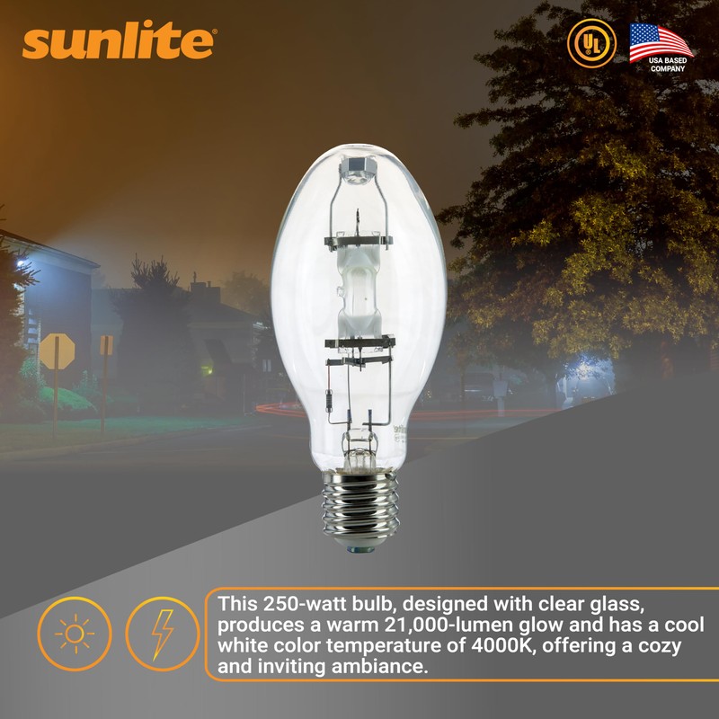 Sunlite MH250/U/MOG M58 Metal Halide Lamp, 250 Watts, Mogul Base