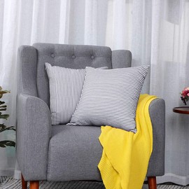 sourcing map Blue and White Woven Striped Lumbar Throw Pillow Cover Set Decorative Square Cushion Covers Farmhouse Pillow Case for Sofa Bedroom Car Chair,2 Pack/18 X 18 Inches