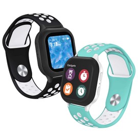 NewJourney Compatible with Gabb Watch 3/3e/2/1 & Gizmo Watch 3/2/1, Breathable Soft Silicone Sport Wrist Strap (Black&White+Teal&White)