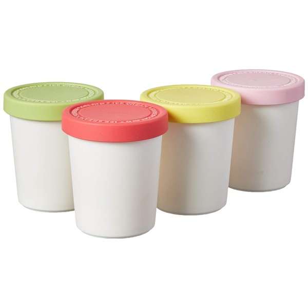Tovolo Sweet Treat, 6 oz. Mini Tubs Set of 4, Tight-Fitting Silicone Lid, Easy Stacking Reusable Ice Cream Container, 6-Ounces, Assorted