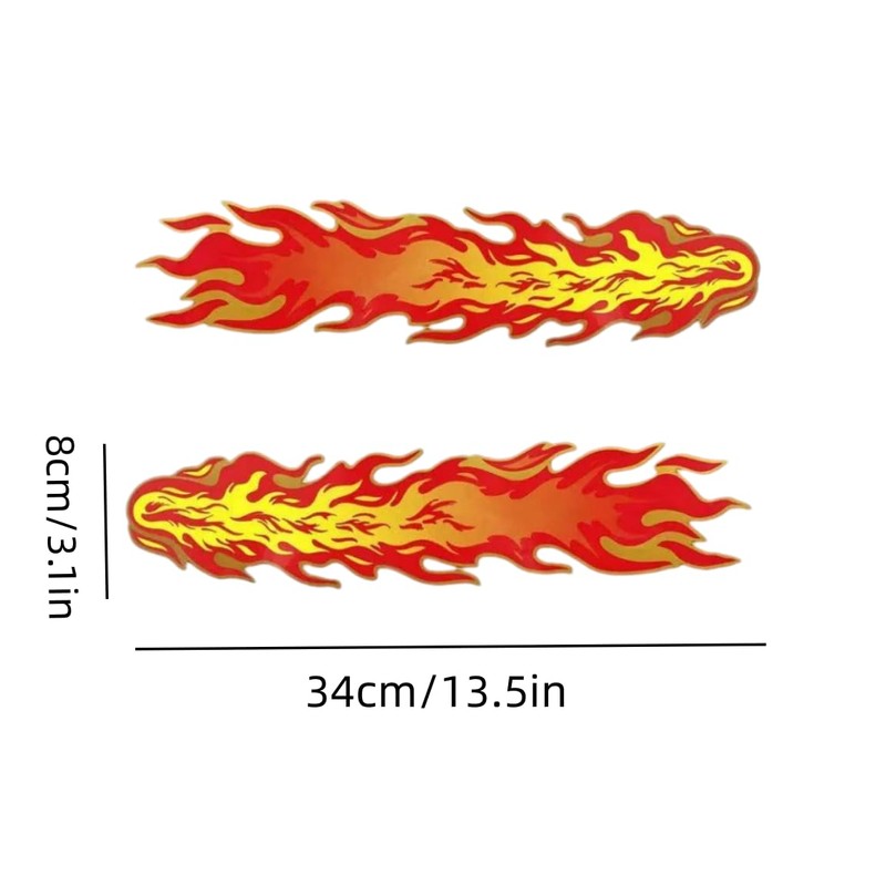 Flame Car Sticker, Red and Yellow Fire Design, Waterproof Vinyl,