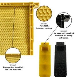 Waxed Plastic Frames for Beehives | Standard Size 9 1/8" Frames | Black Color | Durable Beekeeping Supplies | Case of 30