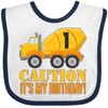 inktastic 1st Birthday Construction Truck Cement Mixer Baby Bib White