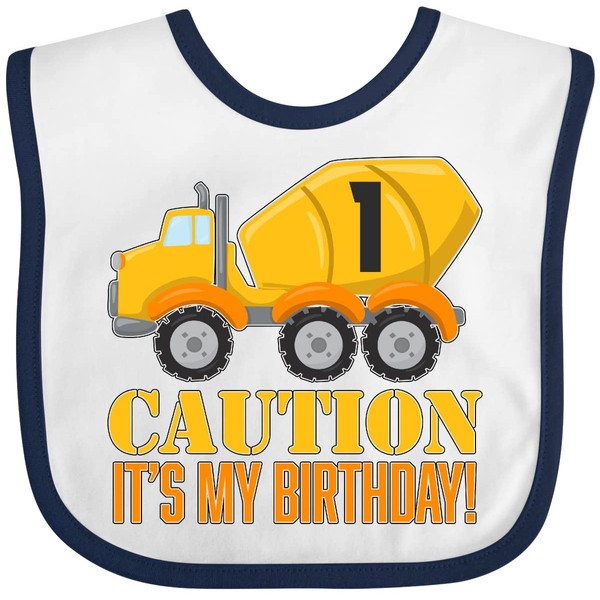 inktastic 1st Birthday Construction Truck Cement Mixer Baby Bib White