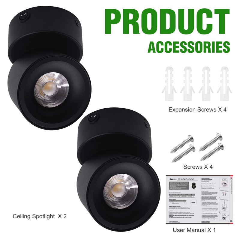 Homdec 2 Pack 12V LED COB Ceiling Spotlight Downlight with