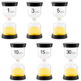 HOZEON 6 Pack Sand Timer Set, Plastic Hourglass Sand Timer Decorative Hourglass Sand Timer for Classroom, Office, Kitchen, Home, 1/3/5/10/15/30 Minutes
