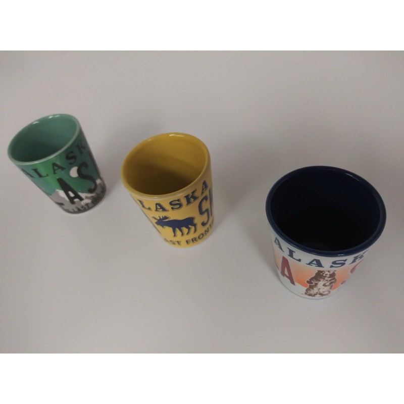 Alaska License Plate Shot Glasses 3pk