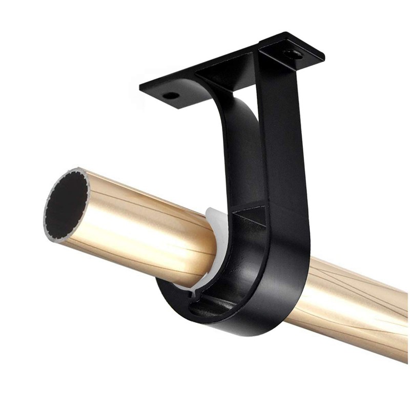Ceiling-Mount Bracket Black Curtain Rod Holder Heavy Duty Curtain Pole