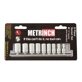 METRINCH MET-0220 STANDARD SOCKET SET 1/4" 9 PIECE